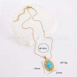 Винтажные овальные синтетические бирюзовые подвески-ожерелья&nbsp;XH2096