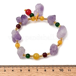 Braccialetti elasticizzati da donna con ciondoli in pepite di ametista grezza naturale.&nbsp;GG-CBA2C9C-06