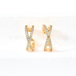 Латунные серьги-манжеты из прозрачного кубического циркония&nbsp;EJEW-F370-26G
