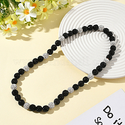 1 collana elasticizzata con perline rotonde e strass in argilla polimerica&nbsp;NJEW-SP0001-14H