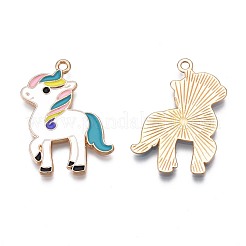 合金エナメルチャーム  ライトゴールド  カドミウムフリー＆鉛フリー  馬  ホワイト  31x23x1mm  穴：1.8mm&nbsp;PALLOY-S132-339