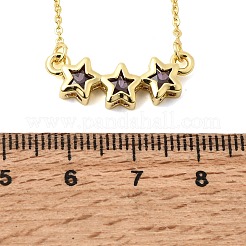 Colliers pendentifs triple étoile en laiton et verre&nbsp;KK-CBAB173-03G-07