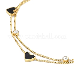 Ионное покрытие(ip) 304 нержавеющая сталь двухслойные браслеты для женщин BJEW-K254-18G-01