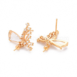 Серьги из латуни с микропейвом и прозрачным фианитом KK-T062-224G-NF