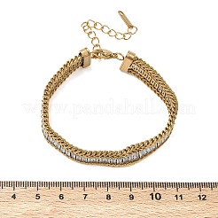 Doppellagige Armbänder aus Edelstahl 304 und Glas mit Weizenkettenmuster für Damen&nbsp;BJEW-F540-08G-01
