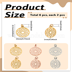 6 шт. 3-цветные подвески из нержавеющей стали 304 с вакуумным покрытием PVD&nbsp;STAS-LP0004-34