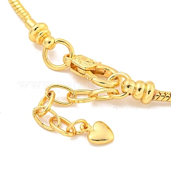 3 мм латунные круглые браслеты в европейском стиле со змеиной цепочкой для изготовления ювелирных изделий BJEW-G703-04G