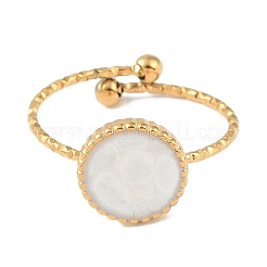 Ионное покрытие (ip) 304 нержавеющая сталь эмаль плоские круглые открытые манжеты кольца для женщин&nbsp;RJEW-L107-075A-G