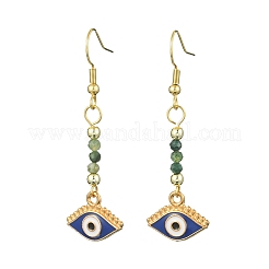 Серьги с подвесками из натуральных смешанных драгоценных камней и бисера EJEW-JE05717