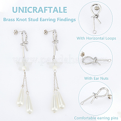 8 пара латунных сережек-гвоздиков с узелками&nbsp;KK-UN0001-83