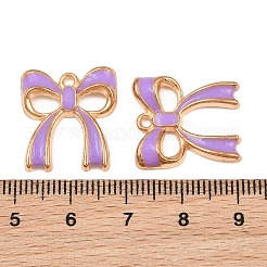 エナメルペンダントと合金  ちょう結びのチャーム  ライトゴールド  パープル  20x18x3mm  穴：1.5mm&nbsp;AL-CBA9C31-08G-A