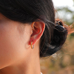 Двухцветные серьги-кольца из нержавеющей стали 304&nbsp;LS-EJEW-K257-02C-GP