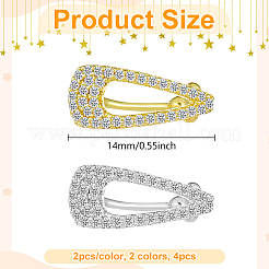 4 шт. двухцветные латунные серьги-клипсы с микропаве из прозрачных кубических цирконий&nbsp;EJEW-HY0001-25