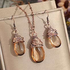 Комплекты из ожерелий и висячих серег из сплава со слезинками FS-WGA3296-01