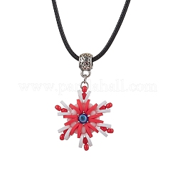 Glasperlen & Polymer Clay & Böse Augen Bunte Malerei Schneeflocken-Anhänger Halsketten&nbsp;NJEW-MZ00102-04