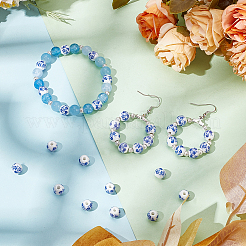 210 шт. фарфоровые керамические бусины ручной работы с цветочным принтом PORC-SC0001-08