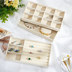 3 Stück 3 Stile Rechteck Holz mit Samt überzogen Schmuck Schmuck Display Tabletts&nbsp;AJEW-SP0004-64B-02