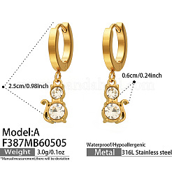 Boucles d'oreilles pendantes créoles en acier inoxydable 304 et zircon cubique transparent&nbsp;WGED26E-01