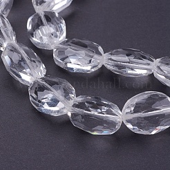 ガラスビーズ連売り  クリスタルビーズ連売り  多面カット  オーバル  透明  16x12x7mm  穴：1mm  約50個/連  31.5インチ&nbsp;GLAA-R196-16x12mm-01