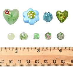 38 шт. 9 стиля стеклянных бусин ручной работы из серебряной фольги FOIL-FS0001-38