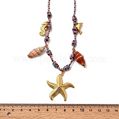 Ожерелья с подвеской из натуральной ракушки Summer Beach из нержавеющей стали 304 с гальваническим покрытием&nbsp;NJEW-F348-01C-G