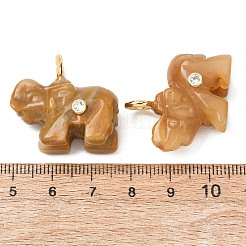 Natürliche Topas-Jade-Anhänger mit Schnitzereien&nbsp;G-H357-01G-08