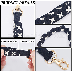 Хлопковый плетеный ремешок ручной работы с подвеской на запястье&nbsp;KEYC-WH0007-001C