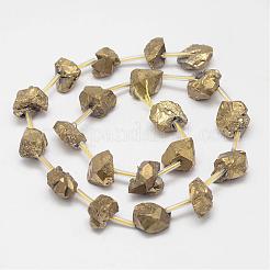 電気メッキの天然アメジストビーズ連売り  ナゲット  黄金メッキ  8~16x7~14x6~14mm  穴：2mm  約20個/連  15.7インチ（400mm）&nbsp;G-G939-M-04