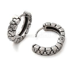 316サージカルステンレスフープピアス  パズルの形  アンティークシルバー  16x4mm&nbsp;EJEW-Q795-10AS