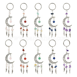 10шт. брелки из сплава натурального смешанного камня KEYC-TAC00056