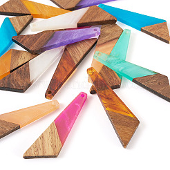 16шт 8 цвета подвески из смолы и дерева WOOD-TA0002-70