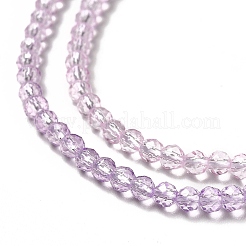 透明なグラデーションカラーのガラスビーズ連売り  多面カットラウンド  ミディアムパープル＆ピンク  3x2.8mm  穴：0.9mm  約123個/連  14.53''（36.9センチメートル）&nbsp;X1-GLAA-H021-01B-26