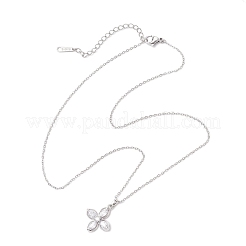 Ожерелья с подвесками из прозрачного кубического циркония и цветочной латунью NJEW-JN05287