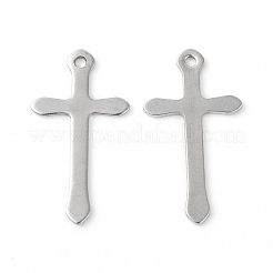 変色しにくい201ステンレススチールペンダント  クロス  ステンレス鋼色  24x13x0.8mm  穴：1.4mm&nbsp;STAS-F192-064P