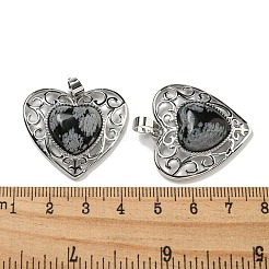 Подвески в форме сердца из натурального снежинки с обсидианом и персиком G-G158-01G