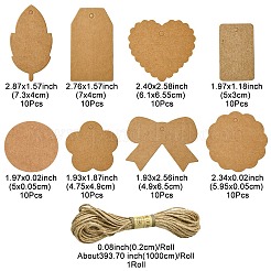 80 Stück 8 Stile leere Geschenkanhänger aus Kraftpapier&nbsp;CDIS-FS0001-05