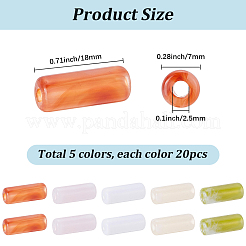 100個5色透明アクリルビーズ  コラム  ミックスカラー  18x7mm  穴：2.5mm  20個/カラー&nbsp;OACR-SP0002-41