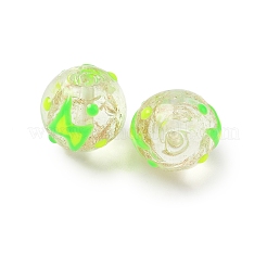 Светящиеся стеклянные бусины ручной работы с эмалью золотого песка&nbsp;LAMP-U004-08B