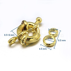 真鍮のスプリングリングの留め金  ミックスカラー  8.5~9x4mm  穴：2mm  チューブベイル: 8.5x4.5x1.5mm&nbsp;KK-L082A-01