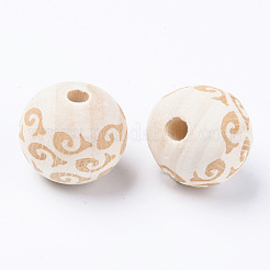 Незаконченная натуральная древесина европейский бисер WOOD-S057-011B