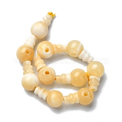 Brins de perles de gourou à 3 trou en jade jaune naturel&nbsp;G-K149-50