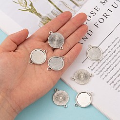 Тибетский сплава стиль параметров соединителя плоские круглые кабошон&nbsp;TIBE-M022-09AS