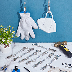 12 pince en fer avec chaînes de câble en aluminium pour gants&nbsp;HJEW-OC00370