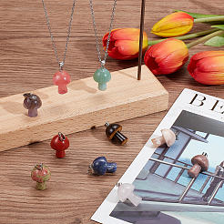 Подвески из натуральных и синтетических драгоценных камней в стиле 10 шт. G-SC0001-79