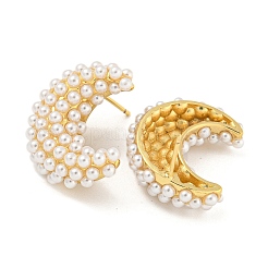Boucles d'oreilles en laiton plaqué en crémaillère et plastique abs&nbsp;EJEW-N055-03B-G-RS