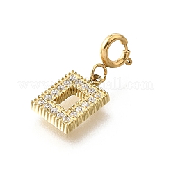 Прямоугольные подвесные украшения из нержавеющей стали 304 со стразами&nbsp;STAS-H202-15G