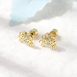 真鍮マイクロパヴェクリアキュービックジルコニアカニスタッドピアス  ゴールドカラー  11x11.5mm&nbsp;EJEW-K319-01G