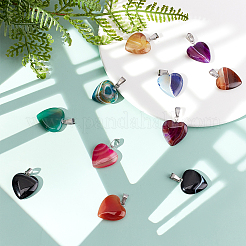 18 pendentif en agate naturelle à bandes/rayures&nbsp;G-SC0002-06
