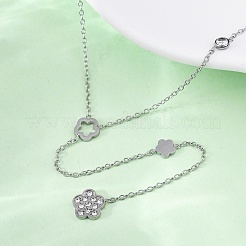 Ожерелья из нержавеющей стали 304 с кристаллами и стразами в виде цветка NJEW-R026-18P