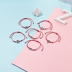 6 Uds 6 estilo loto y ojo de caballo y mariposa y tortuga y búho juego de pulseras de cuentas trenzadas de aleación&nbsp;BJEW-JB08499